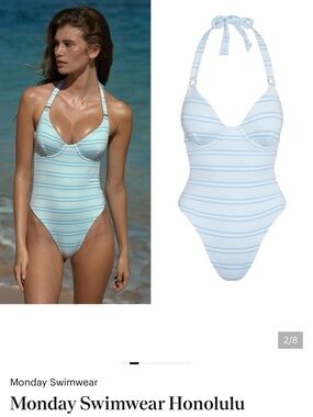 Monday Swimwear Honolulu ice Striped One-Piece Swimsuit size M